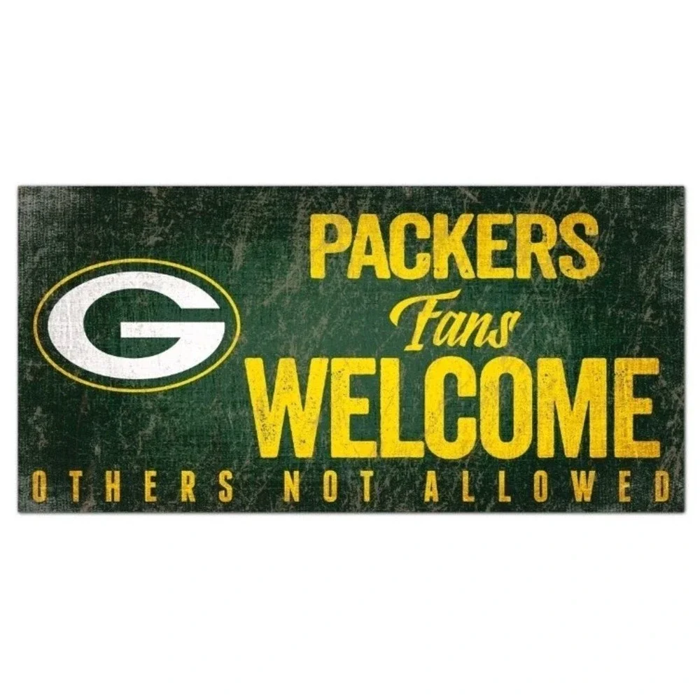 Green Bay Packers Fans Welcome Sign – NFL Licensed Wall Decor, Rope Hanger 5x10